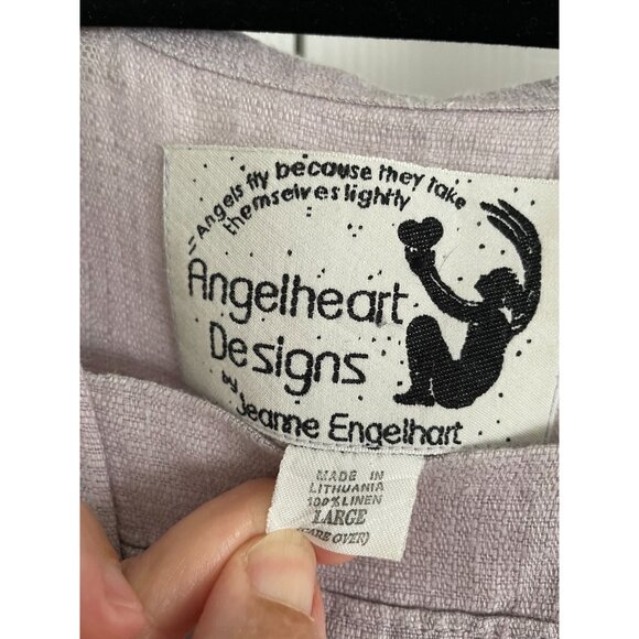 A Rare Find! Vintage Jeanne Engelhart Angelheart Designs 100% Linen Dress Large - Picture 3 of 14